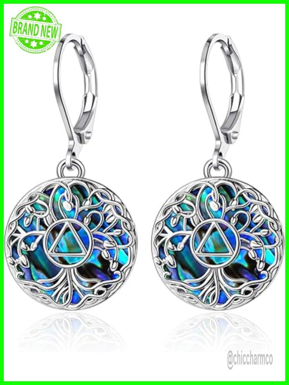 Abalone Shell Star of David Dangle Leverback Earrings - Alcohol Awareness Gift